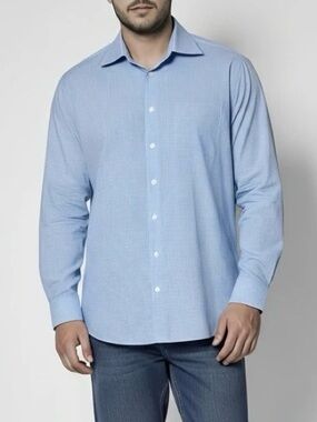 John W. Nordstrom Blue Gingham Long Sleeve Button Down Shirt